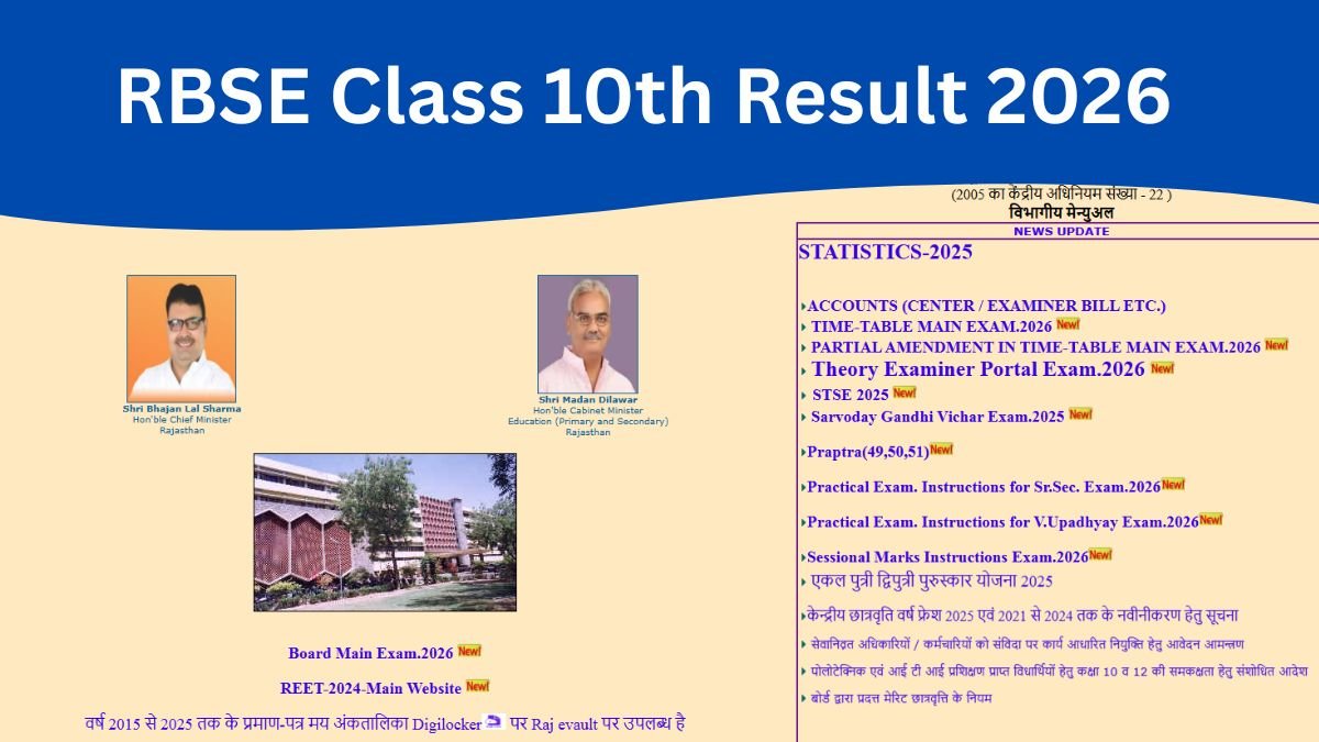 RBSE Rajasthan Board Class 10th Result 2026